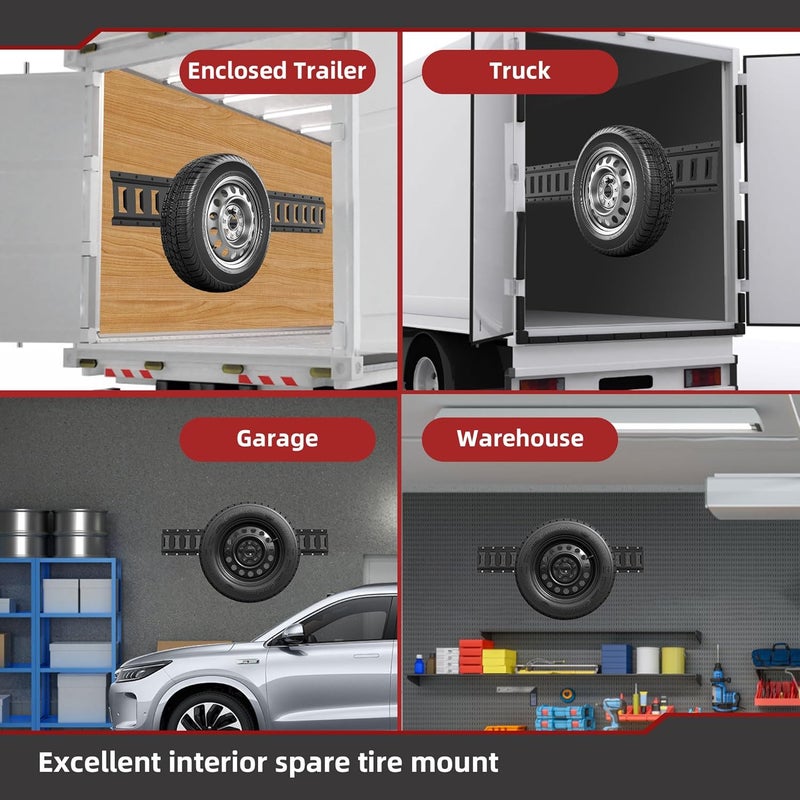 Foozet E Track Spare Tire Holder Mount,Trailer Spare Tire Mount for Utility Trailer,Spare Wheel Carrier for Enclosed Trailers Accessories, Garages, Truck, Warehouse and Semis,Upgraded E Track Accessories - Image 3